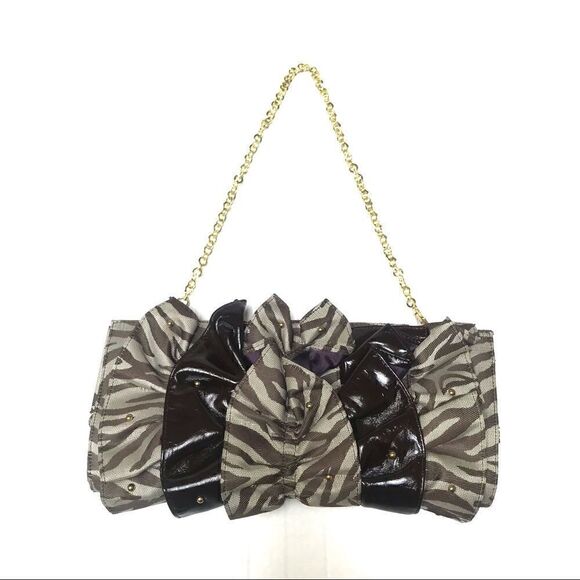 Vintage Y2K Rampage zebra striped clutch chain strap detail purse - Picture 1 of 7